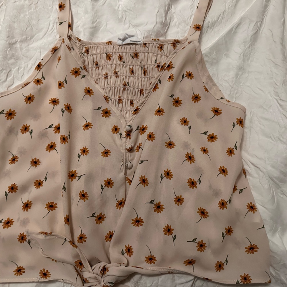 Sunflower tie front tank